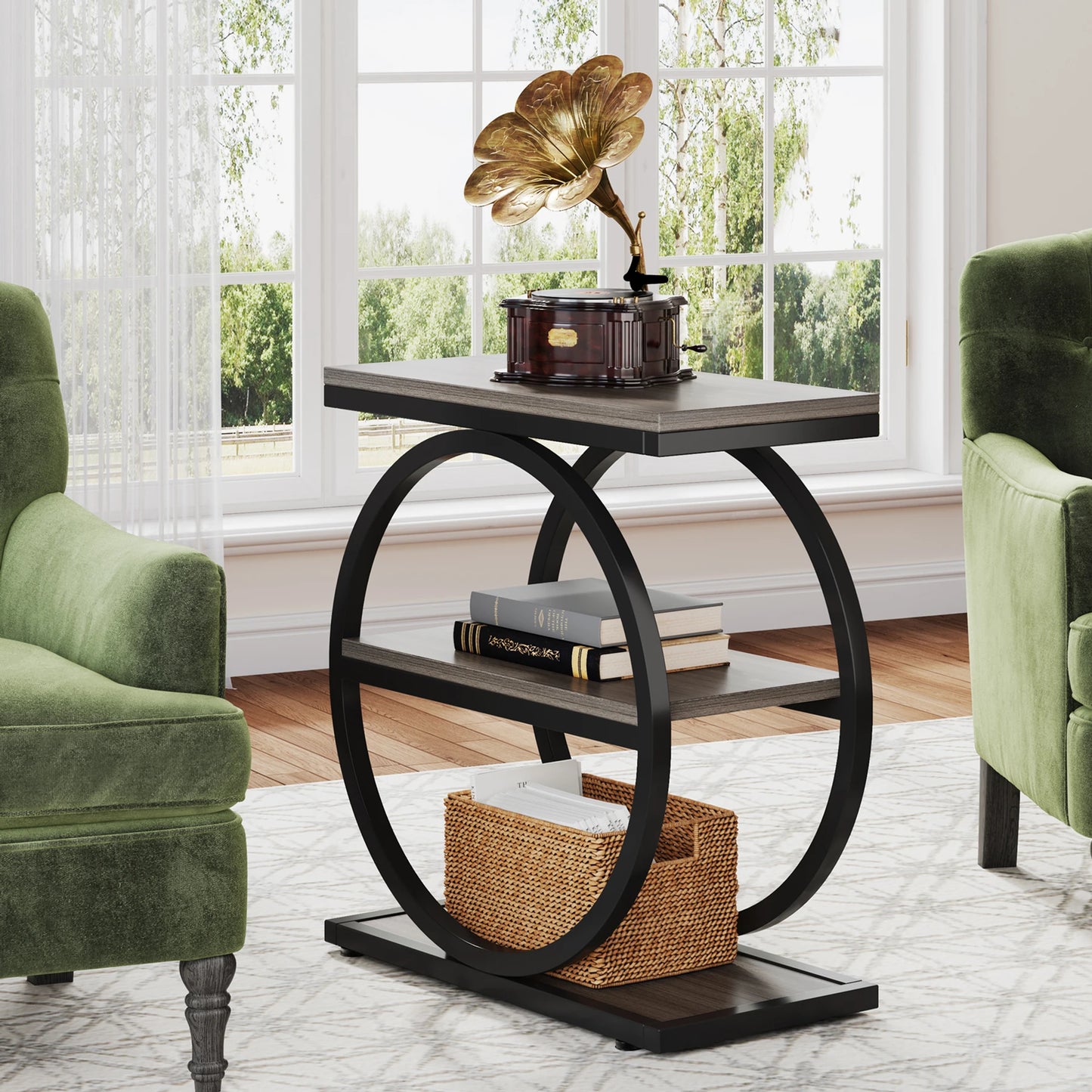 Tribesigns End Table With 3 Shelves Industrial Wood Sofa Table