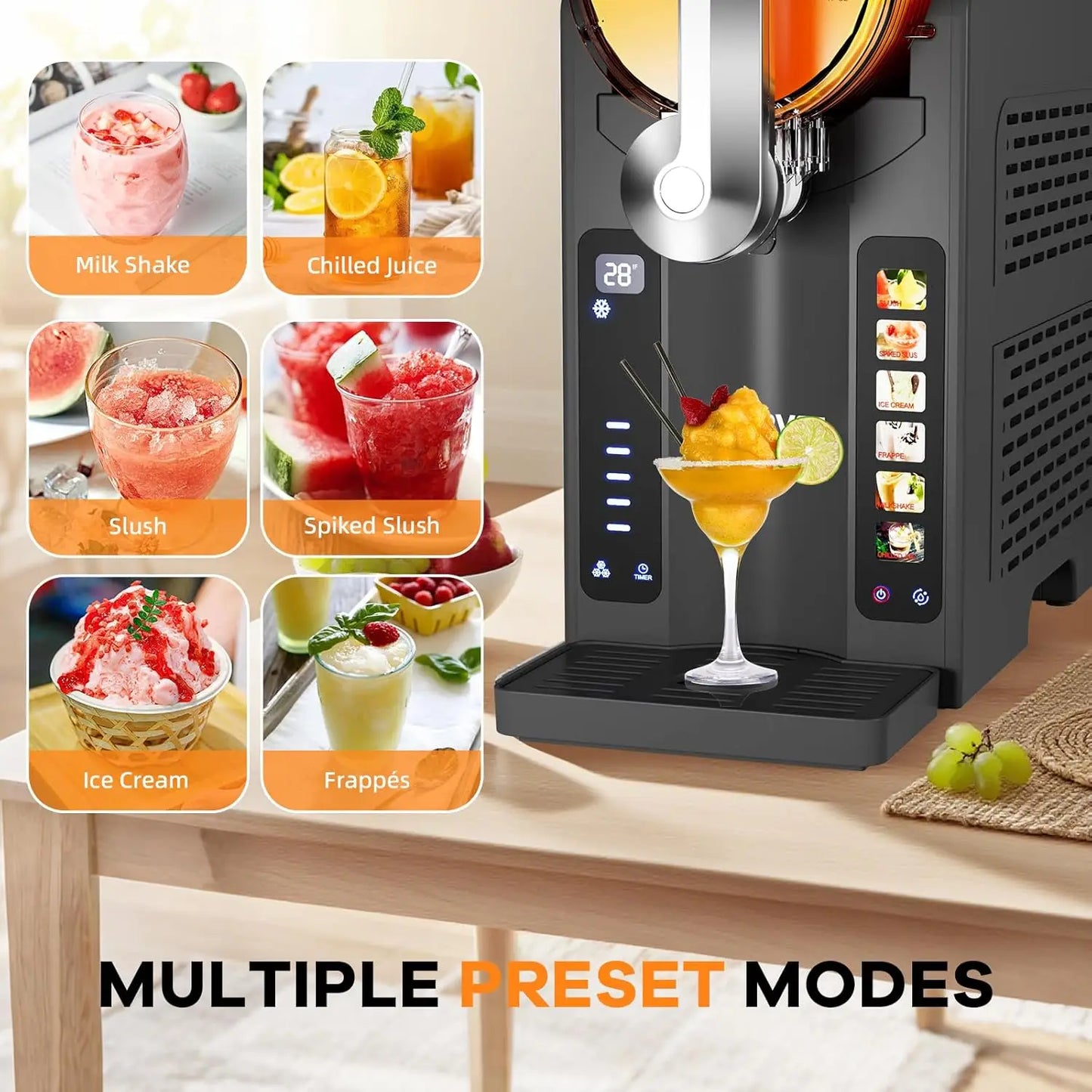 Acekool Iceless Slushie Machine With LED Display And Quiet Compressor