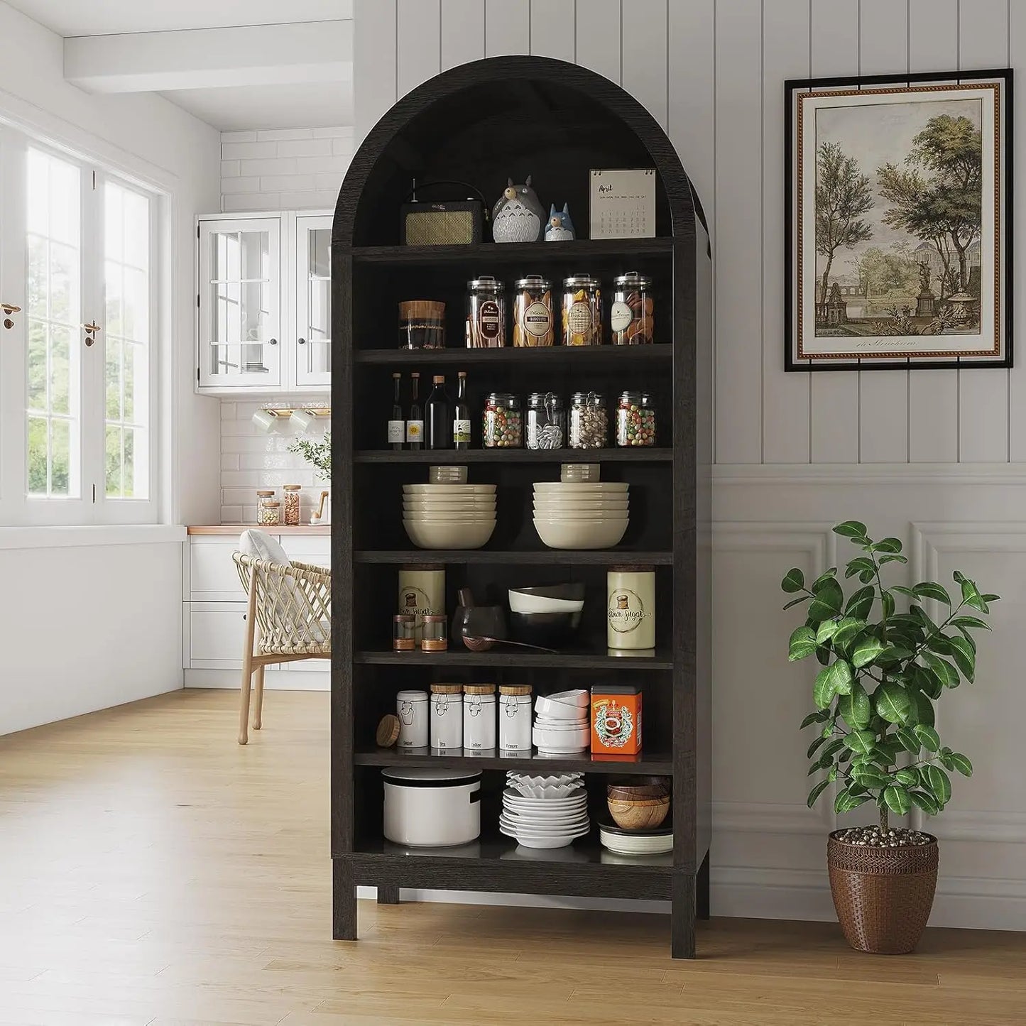 Studyset Arched Book Shelf 7 Tier Freestanding Farmhouse Style