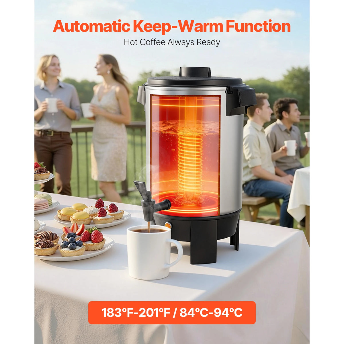 SucceBuy Commercial Coffee Urn Hot Beverage Dispenser With Dripless Faucet
