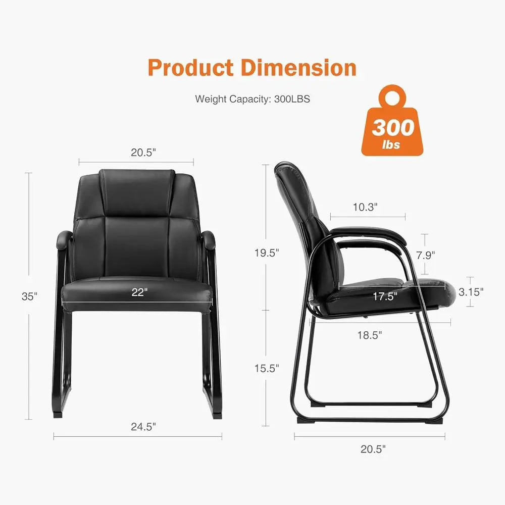 4-Piece Comfortable Office Chair Set, Stationary, Padded Arms, Ideal for Home, Office, and Elderly Use, Deep Black