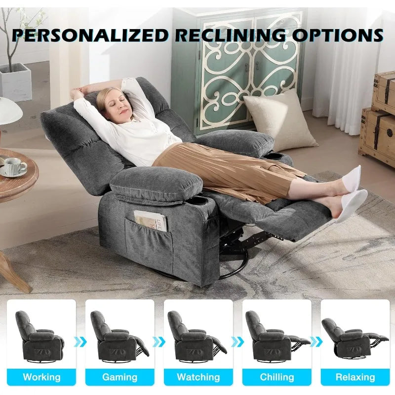 MAHOMICO Recliner Chair With Massage, Lumbar Heating, USB Port