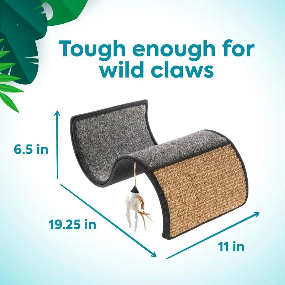 Dream Curl Carpet Cat Scratcher, Dual-Surface Cat Scratching Post, Lounge & Hide Scratchers for Cats & Kittens, Gray, Furniture