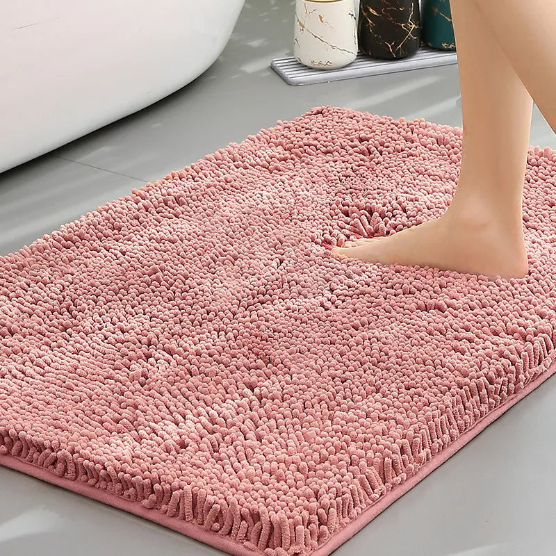 Ultra-Soft Chenille Plush Bath Mat, Super Absorbent, Machine Washable