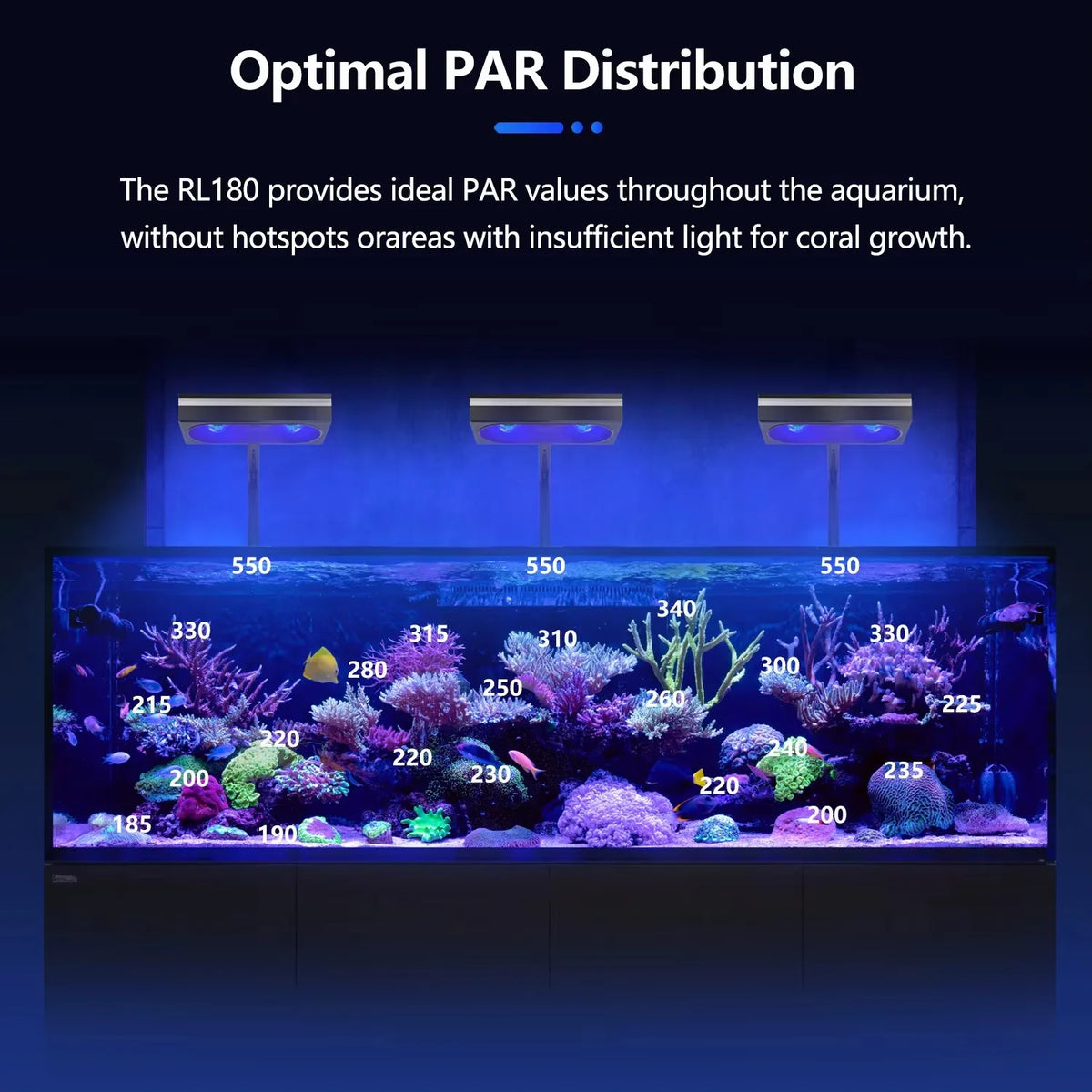 PopBloom RL180 WiFi Led Aquarium Reef Light 180W, Professional Full Spectrum Aquarium Lamp for Reef Coral SPS/LPS Aquarium Tank