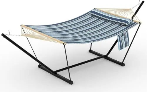 2-Person Hammock with Steel Stand, Portable & Foldable, 12FT, 450LBS | Adjustable steel frame, anti-tip stable design