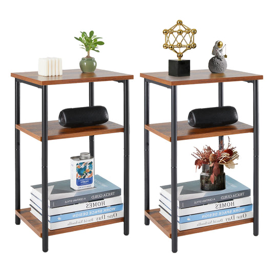 JHK 2 Tier End Table With Adjustable Feet For Living