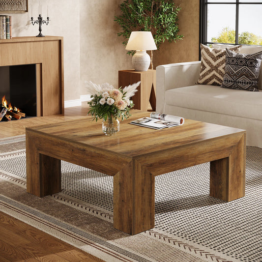 Tribesigns Square Coffee Table For Living Room Farmhouse Style