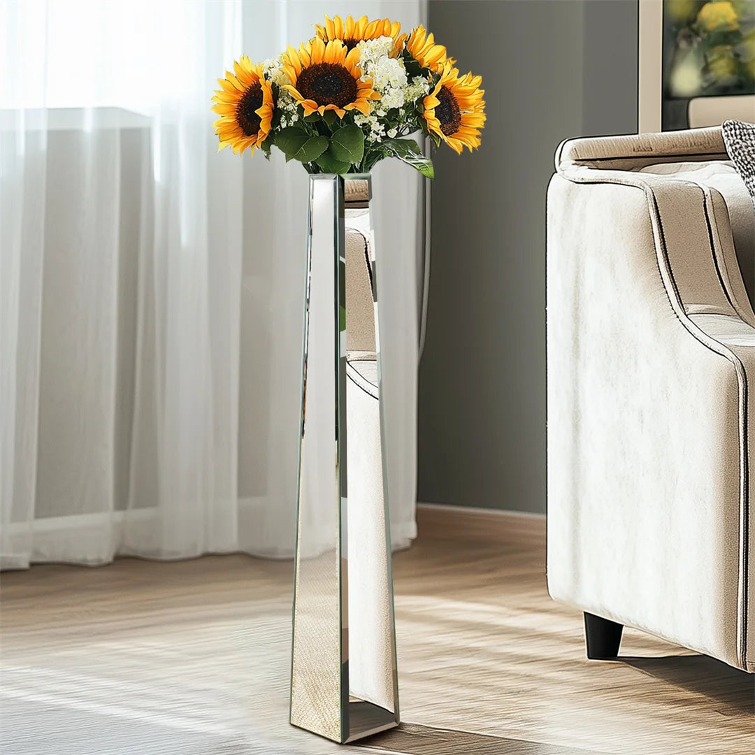 Modern Mirrored Glass Floor Vase For Elegant Home Display