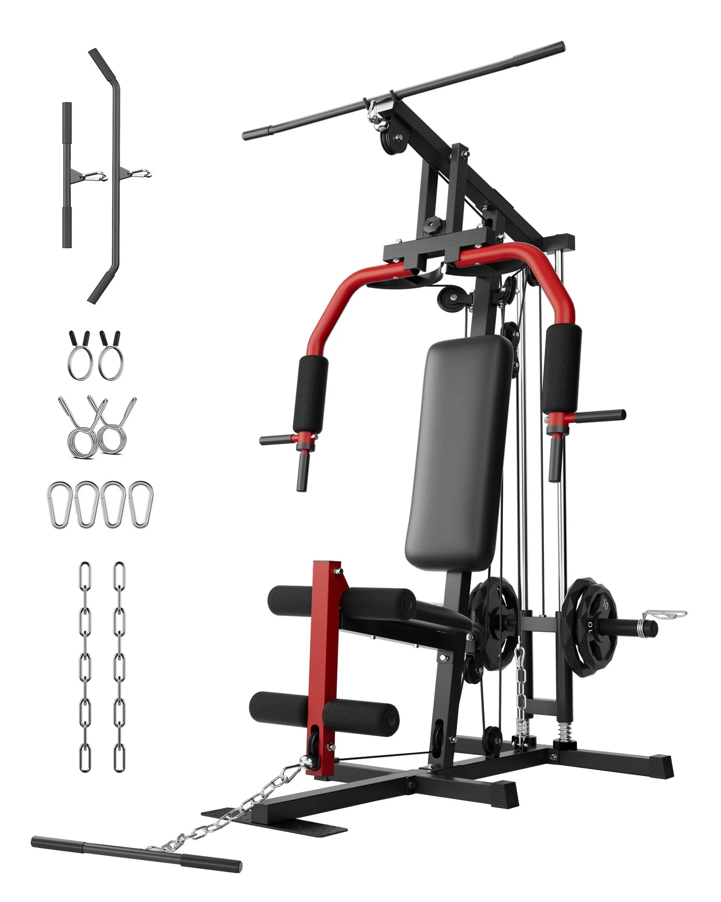 HiMiss 5In1 Home Gym Lat Pulldown Chest Press Seated Row
