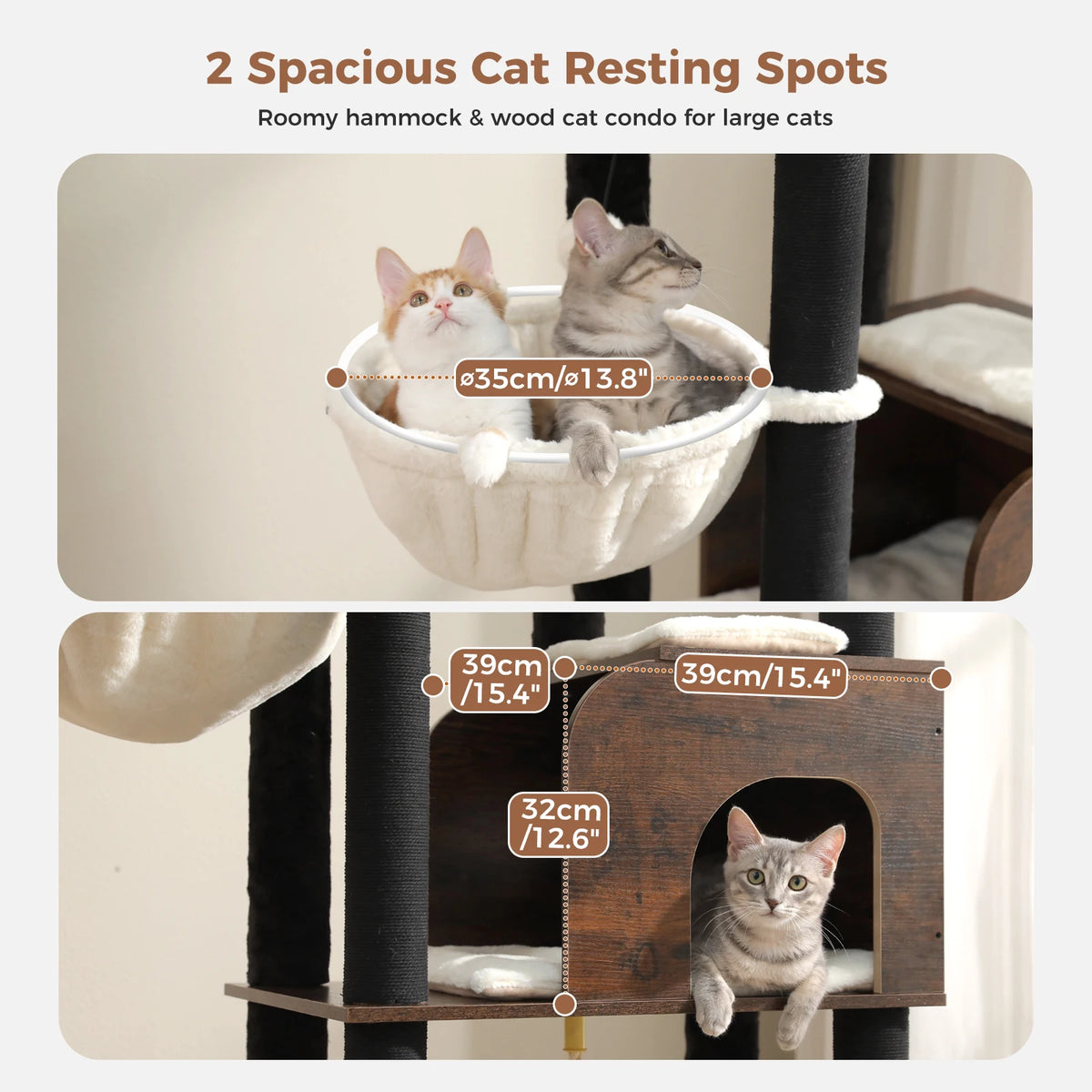 PAWZ Road Wood Cat Tree With Woven Bed And Perches