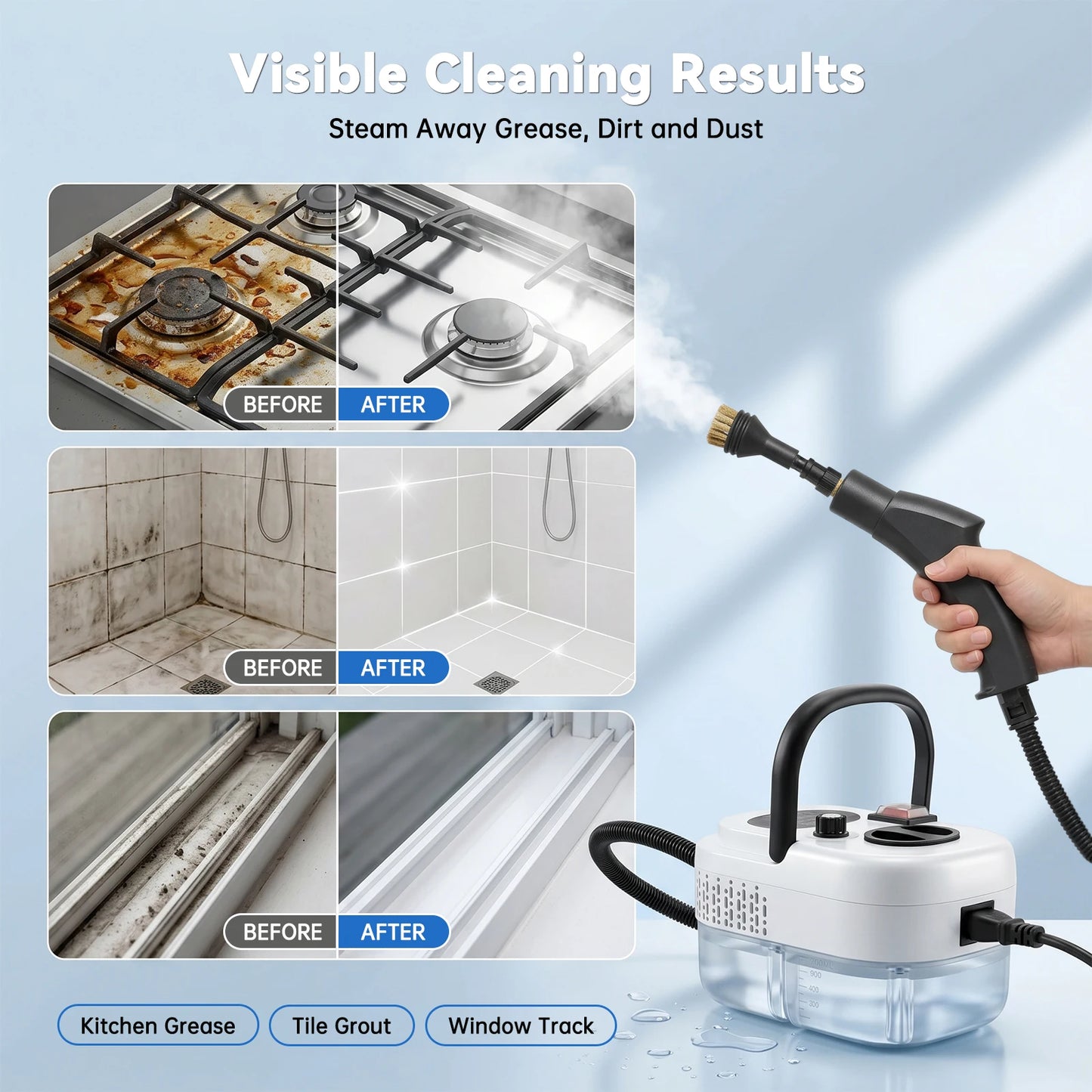 Portable 2500W Handheld Steam Cleaner With US Plug And Accessories