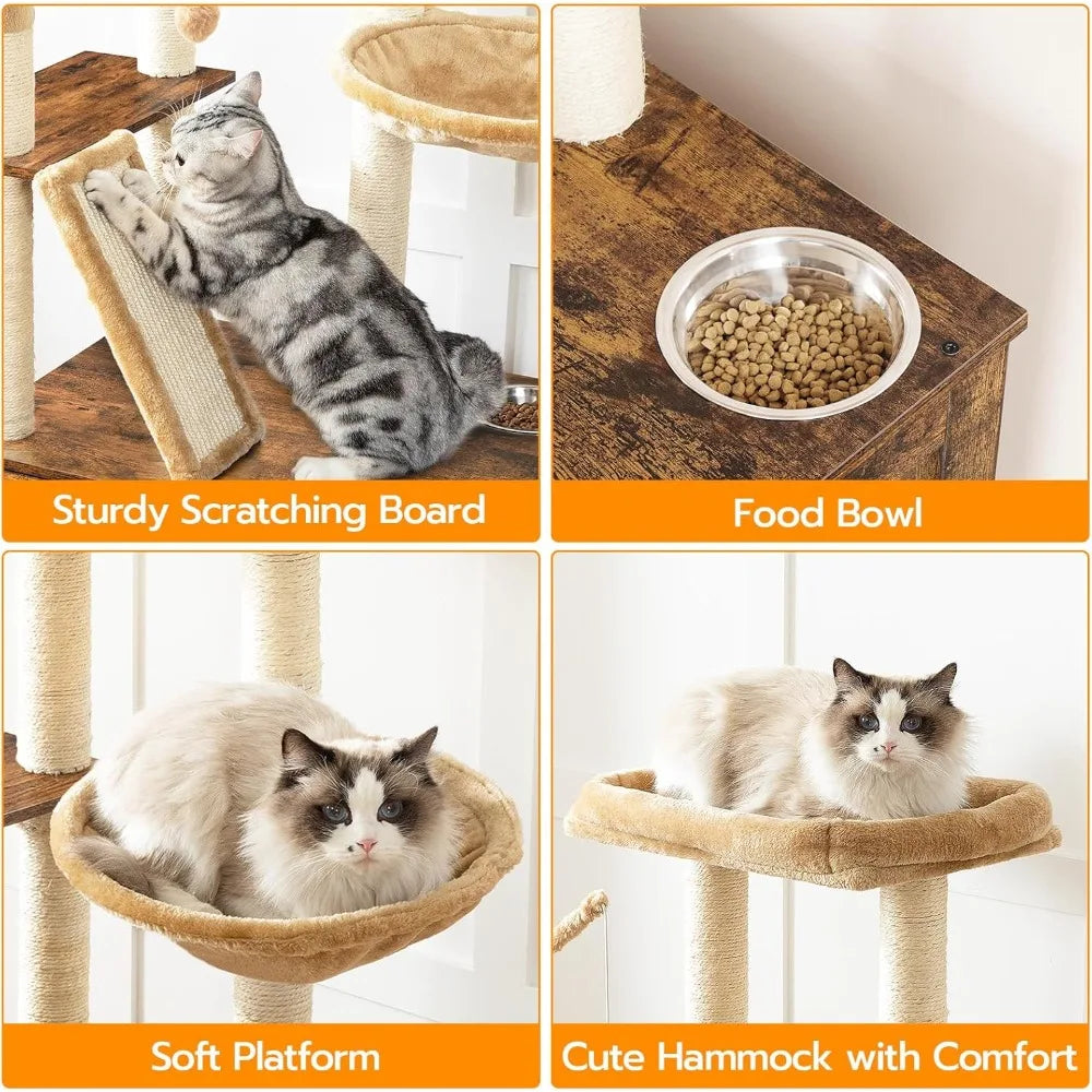 Cat Tree With Litter Box Enclosure And Scratching Posts