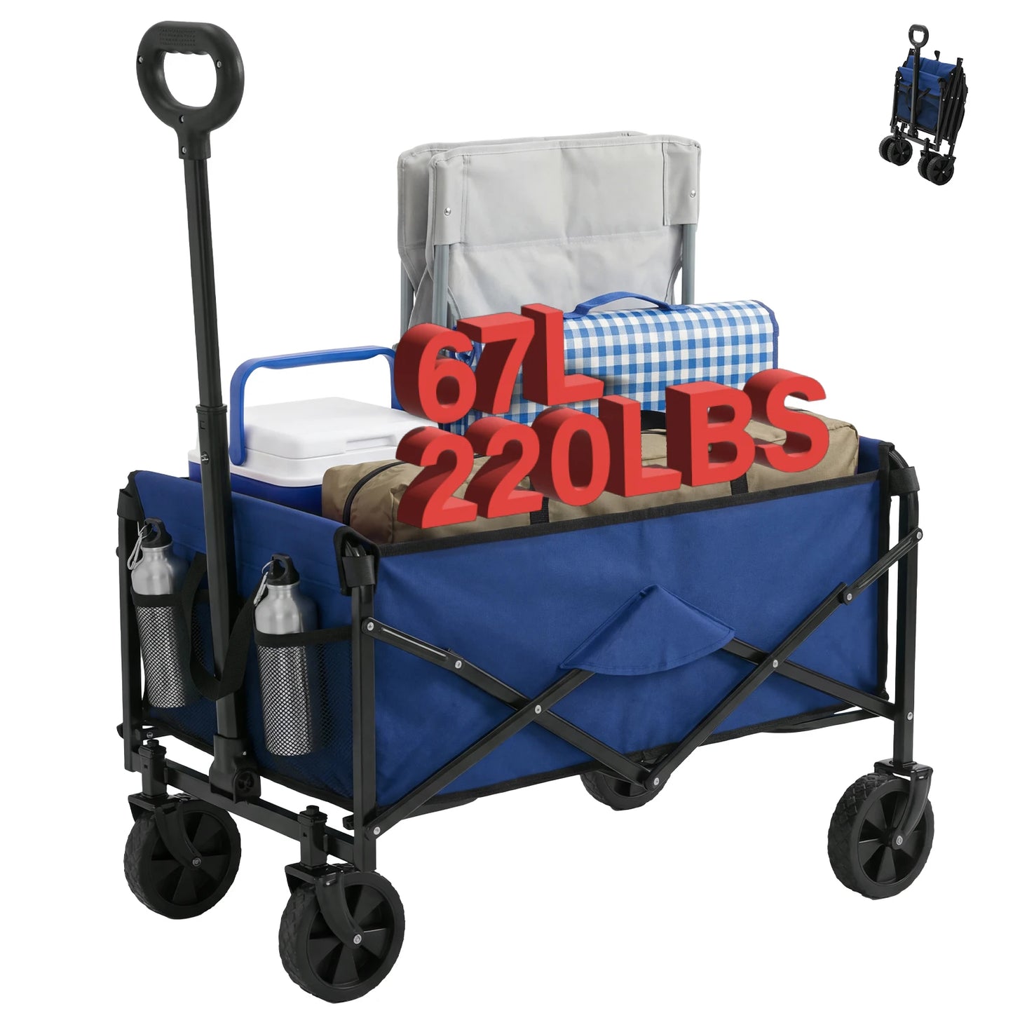 JHK 220 Lb Heavy Duty Collapsible Wagon Cart With Wheels