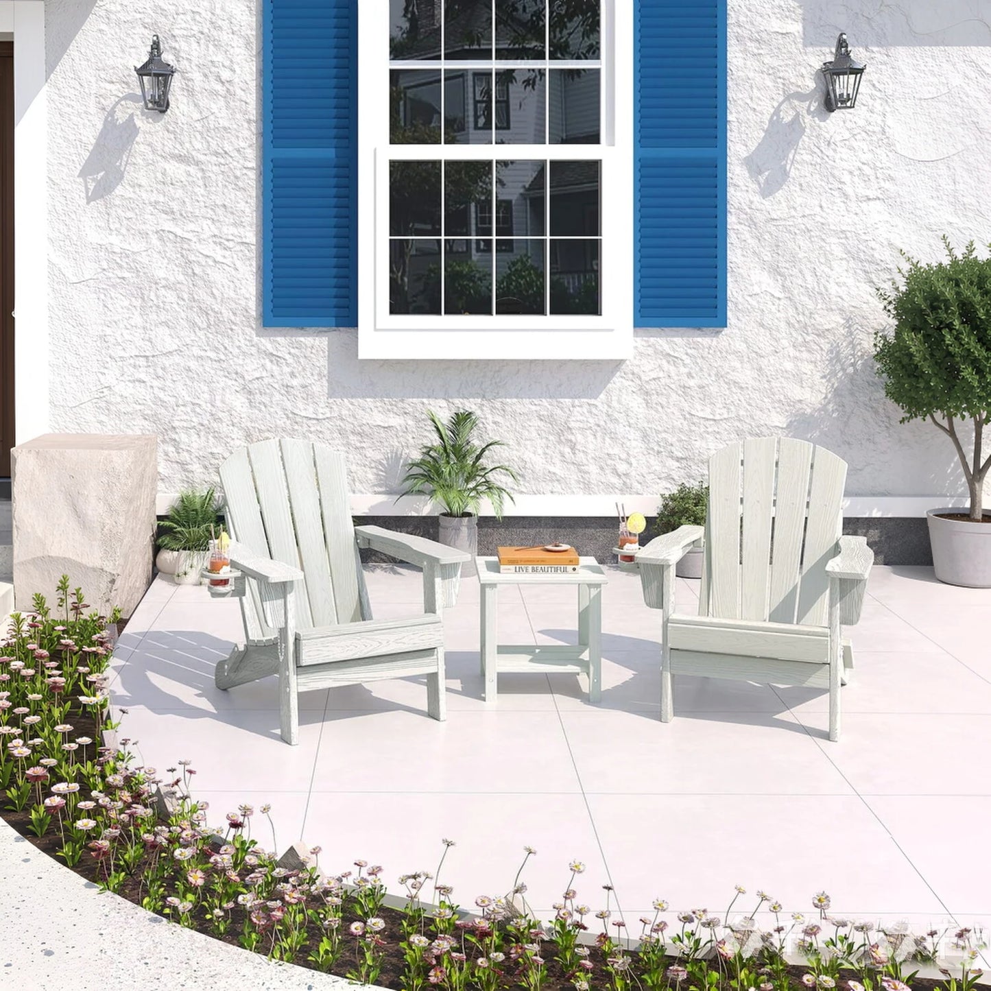 HiMISS Folding Chair Set With Side Table Outdoor Patio Furniture