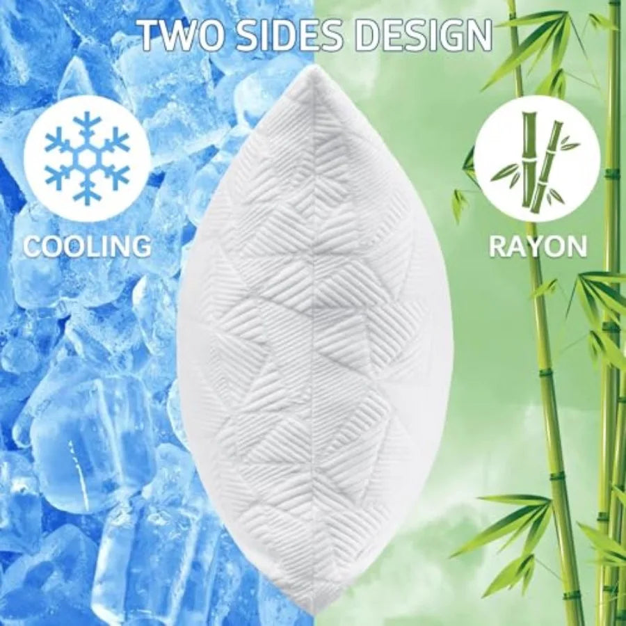 Cooling Pillow, Shredded Memory Foam Pillow for Hot Sleepers, Adjustable Firm Soft Support Pillows, Cool Bed Pillows for Side B