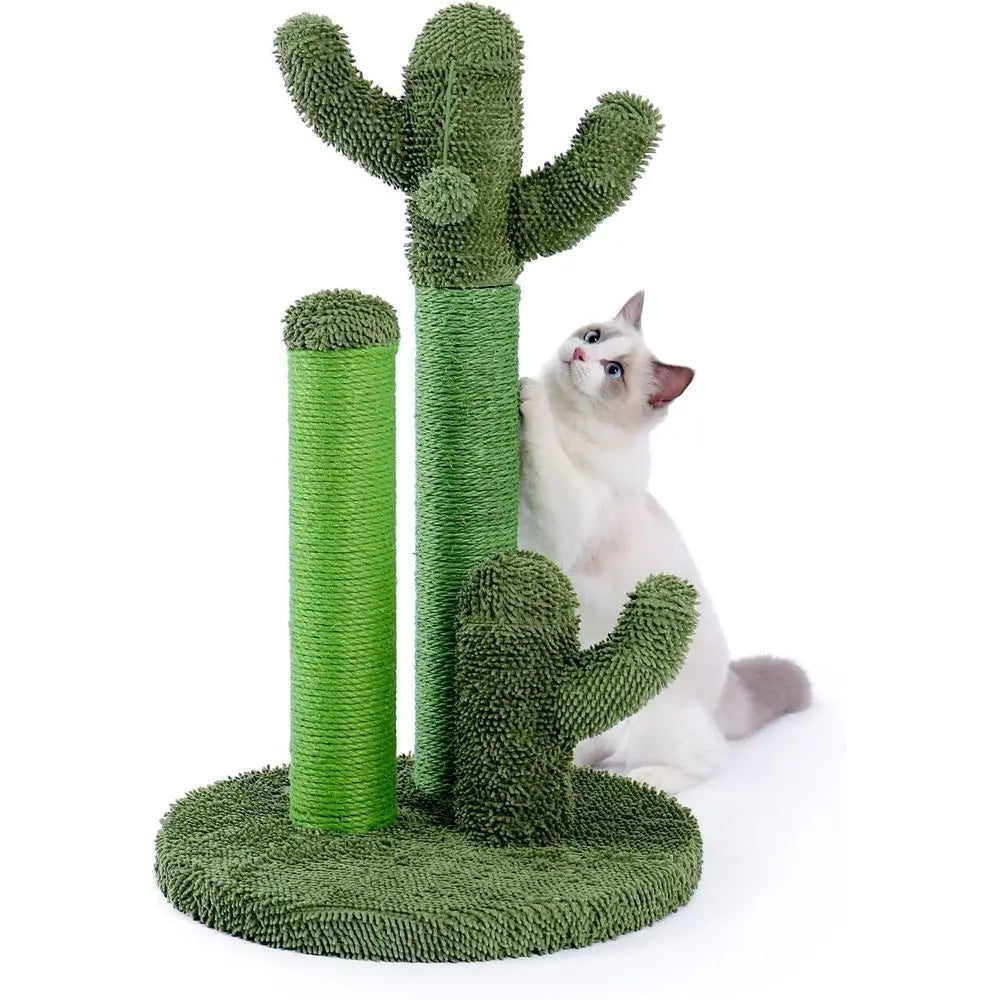 Road Cat Scratching Post Cactus Cat Scratcher with 3 Scratching Poles and Dangling Ball Large 27 Inches