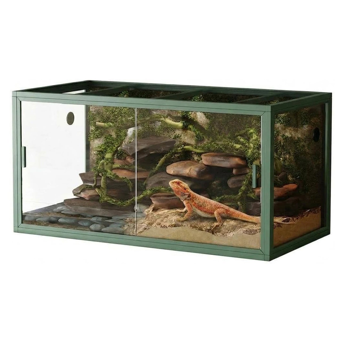HiMISS Reptile Terrarium Front Opening Glass Enclosure With Screen Top