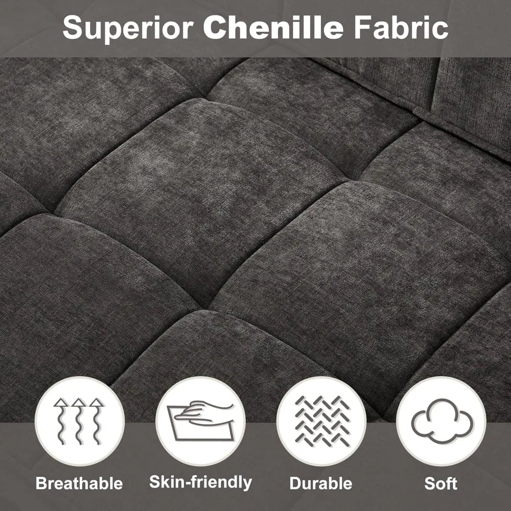 Convertible Sofa Bed With USB Charging And Adjustable Backrest