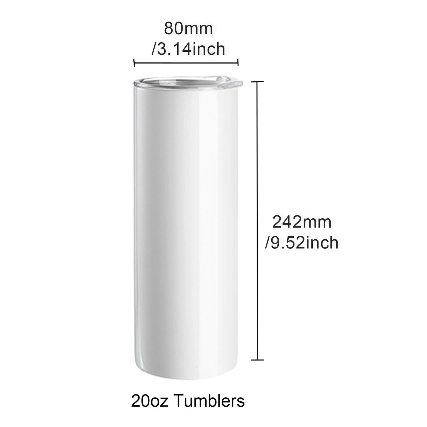 SucceBuy Straight Sublimation Tumblers Stainless Steel Double Wall Cups