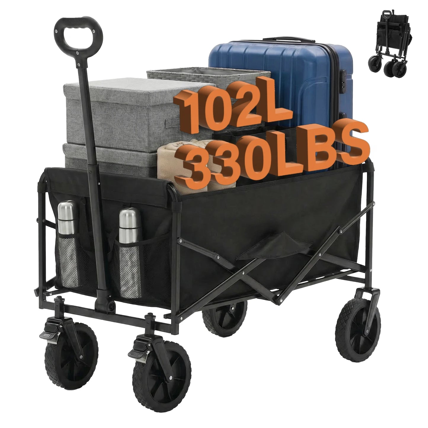 JHK Heavy Duty Collapsible Utility Wagon For Outdoor Use