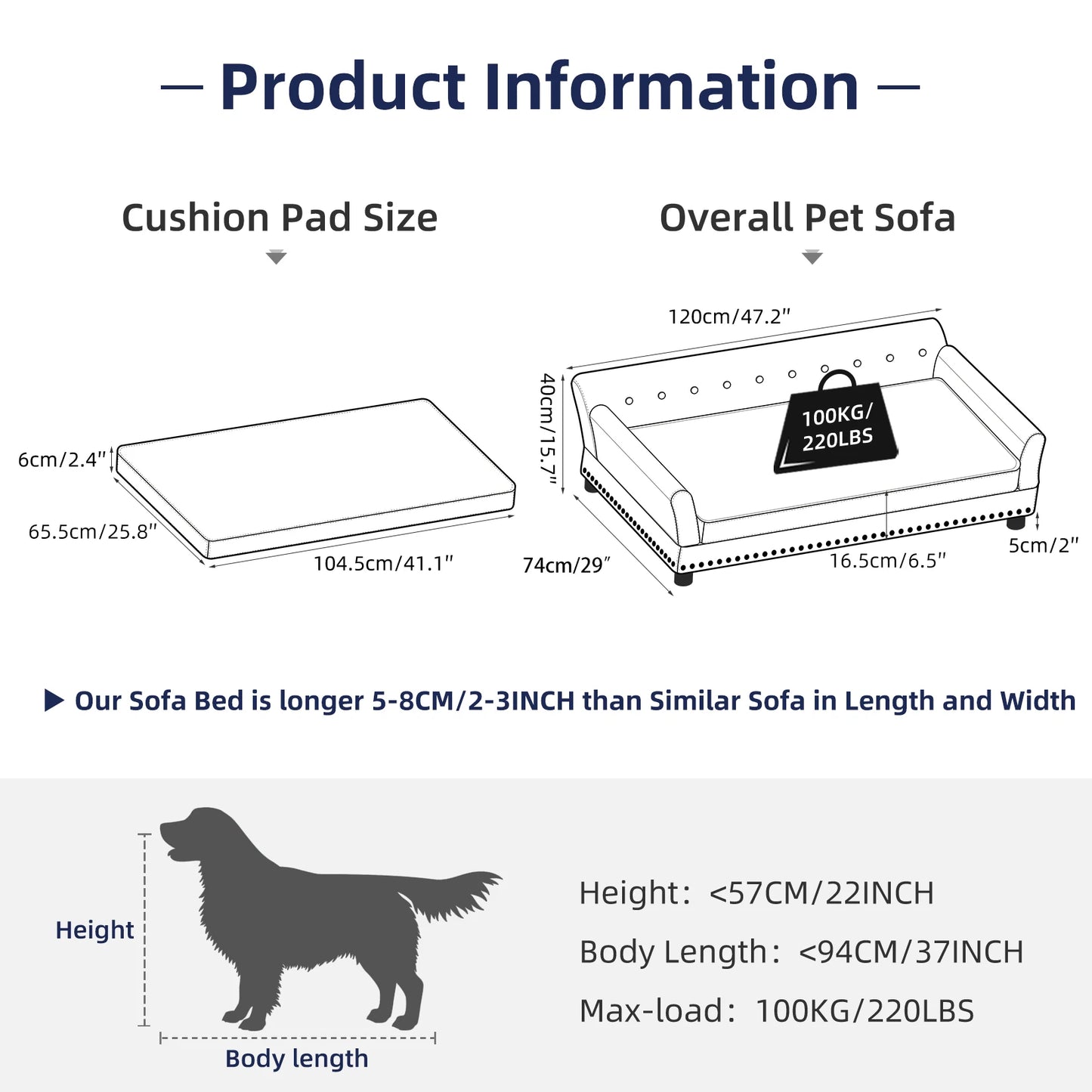 BINGOPAW Dutch Velvet Dog Bed Sofa With Solid Wood Legs
