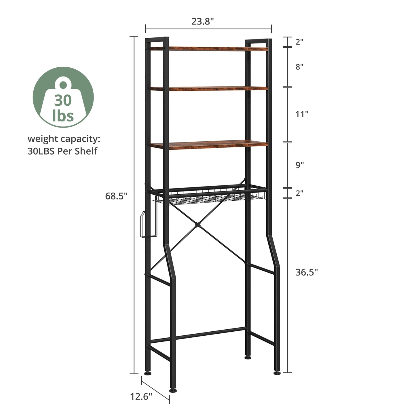 JHK 4 Tier Freestanding Bathroom Over Toilet Storage Organizer Rack