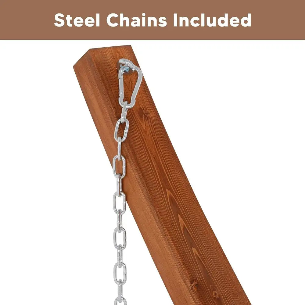 SUNCREAT Heavy Duty Larch Wood Hammock Stand With Chains and Carabiners