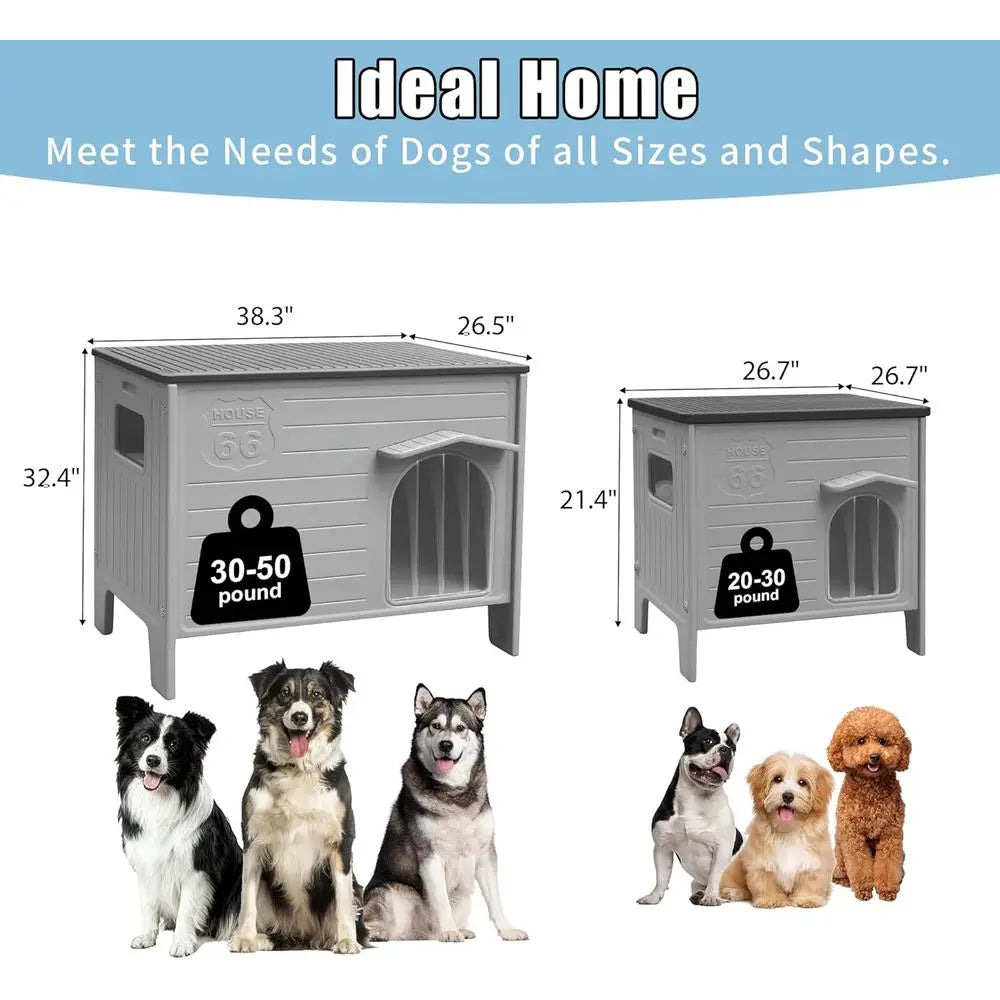 Durable Waterproof Plastic Dog House With Elevated Floor
