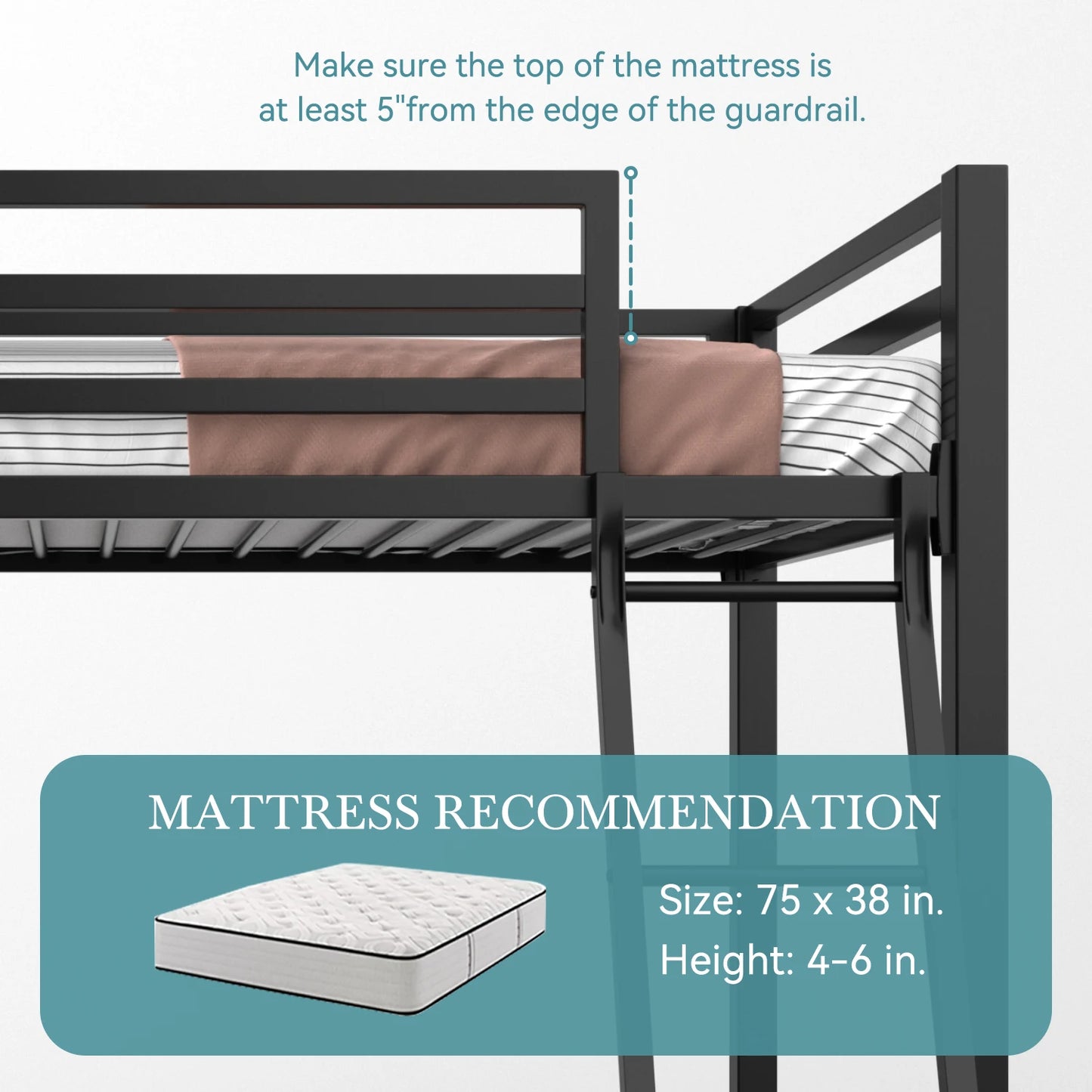HOOMIC Heavy Duty Twin Over Twin Metal Bunk Bed Frame
