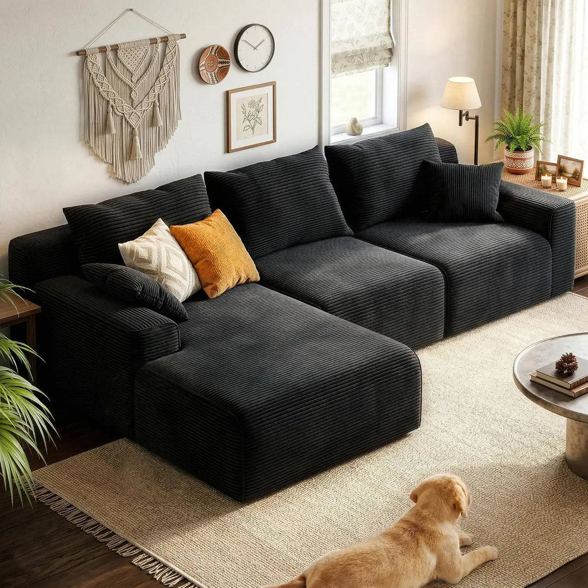 98" Boneless Modular Sectional Sofa with Deep Seat Oversized L-Shape Chaise for Living Room Apartment Small Space, Custom