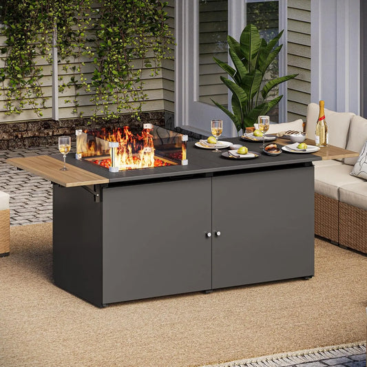 Premium Outdoor Propane Gas Fire Pit Table With Wind Guard