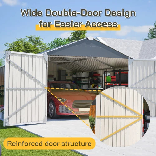 12x20 FT Shed Outdoor Metal Garage Shed with Spacious 1810 CUFT Capacity, All-Weather Protection for Secure Equipment Storage