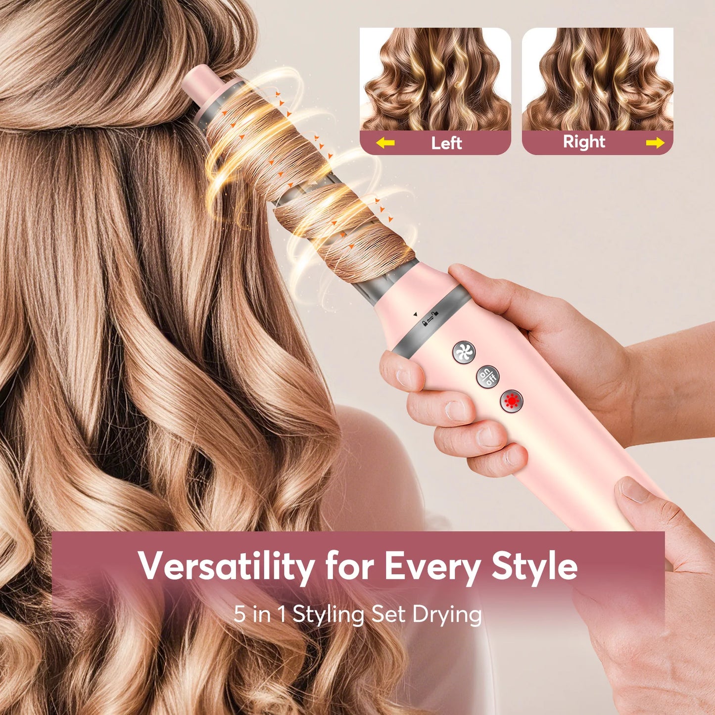 5 in 1 High Speed Hair Dryer,Hot Air Comb Set,Hair Brush,Curling Iron,Hair Straightener Styling Tool, Blow Dryer Gift Box