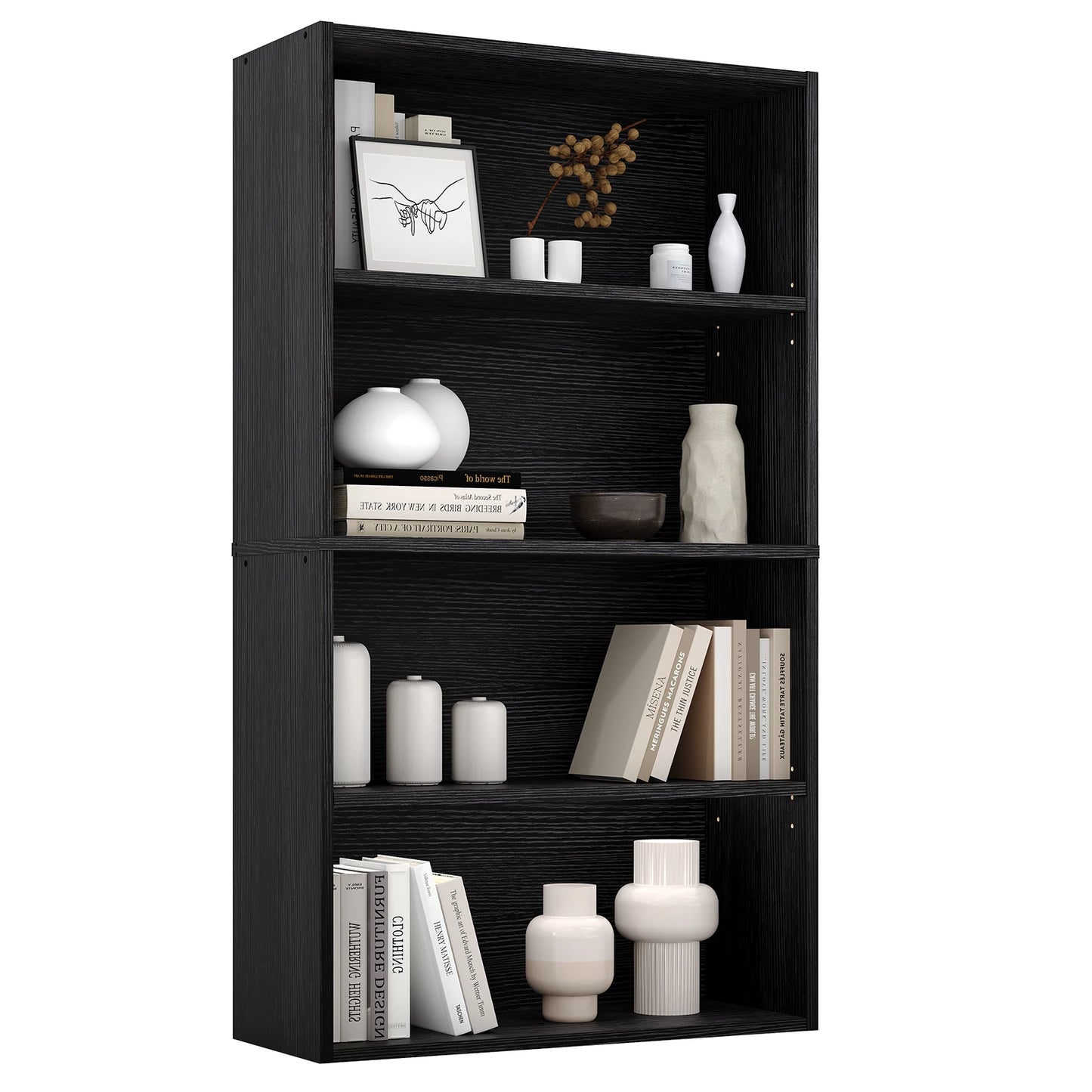 JHK Modern Wooden Bookcase Open Floor Standing Storage Unit