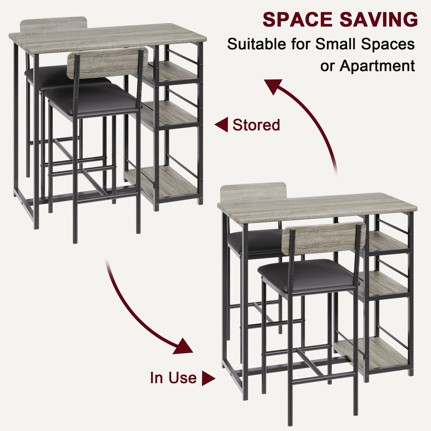 HobbyLane 3 Piece Dining Table Set With 2 Padded Chairs