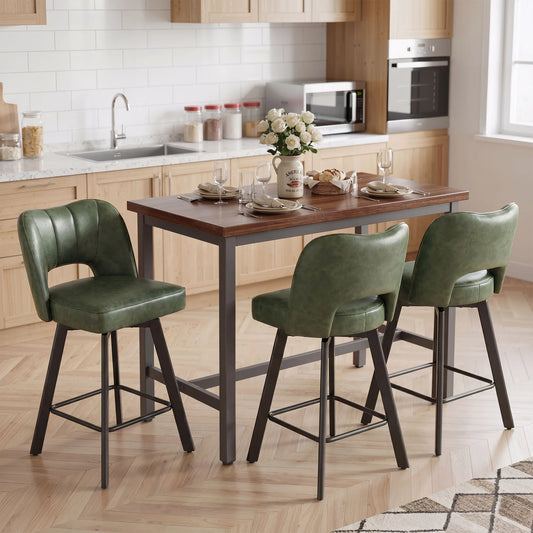 Counter Height Swivel Bar Stools With Adjustable Metal Frame