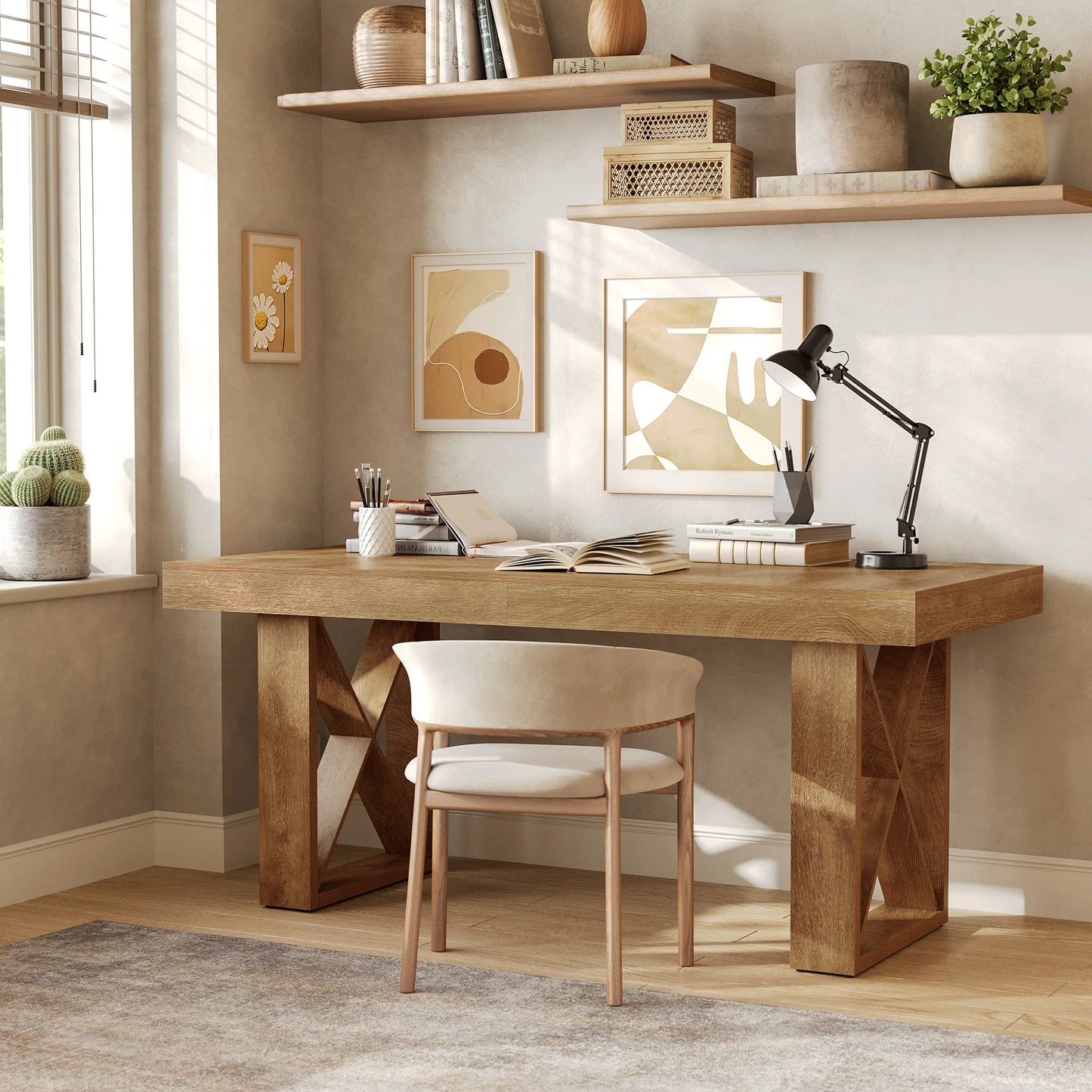 Tribesigns Dining Table For 4 To 6 People Farmhouse Rectangle