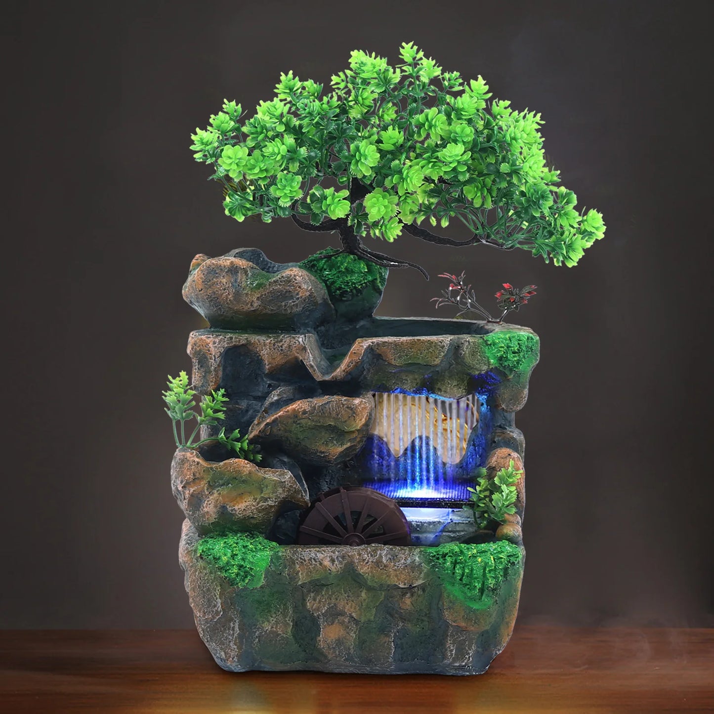 Indoor Room Waterfall Desktop Fountain Colour Changing Led Lighting Zen