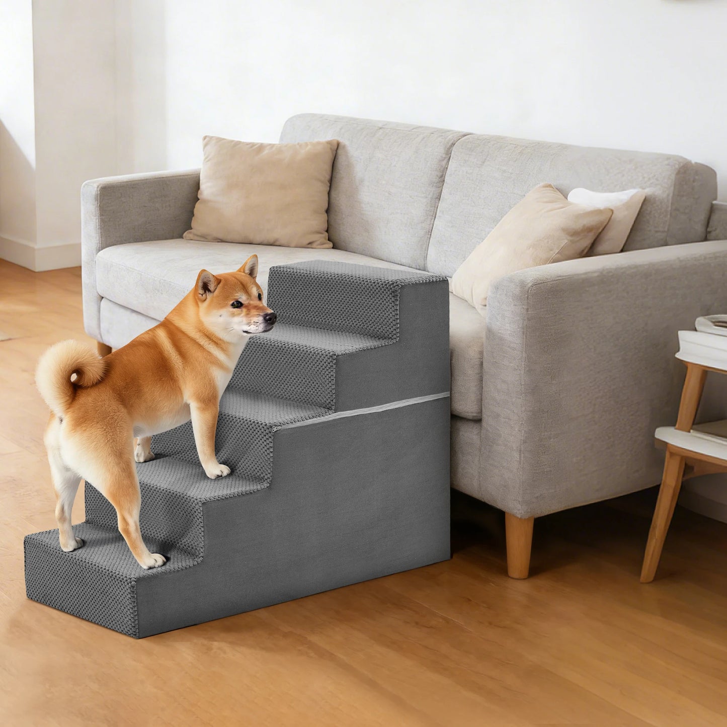 Foam Dog Stairs 3-5 Step Angled Ramp For Small Dogs