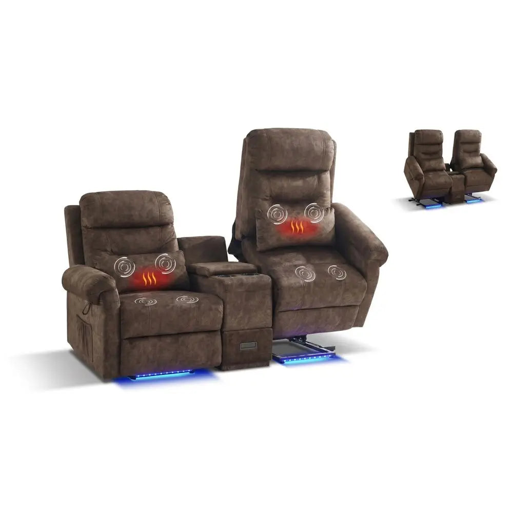 Dual Power Lift Recliner Loveseat for Elderly, 2Seat Electric Recliner Sofa with Massage amp Heat, Double Reclining Seating w C