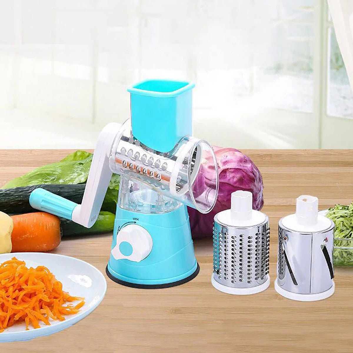 AEHOME Vegetable Slicer Shredder 3 Drum Manual Grater Tool