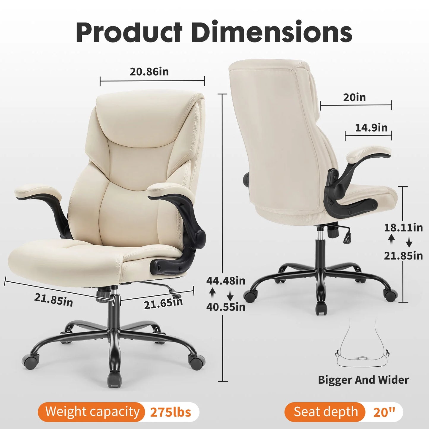 JHK Ergonomic Office Chair Heavy Duty With Flip Up Arms
