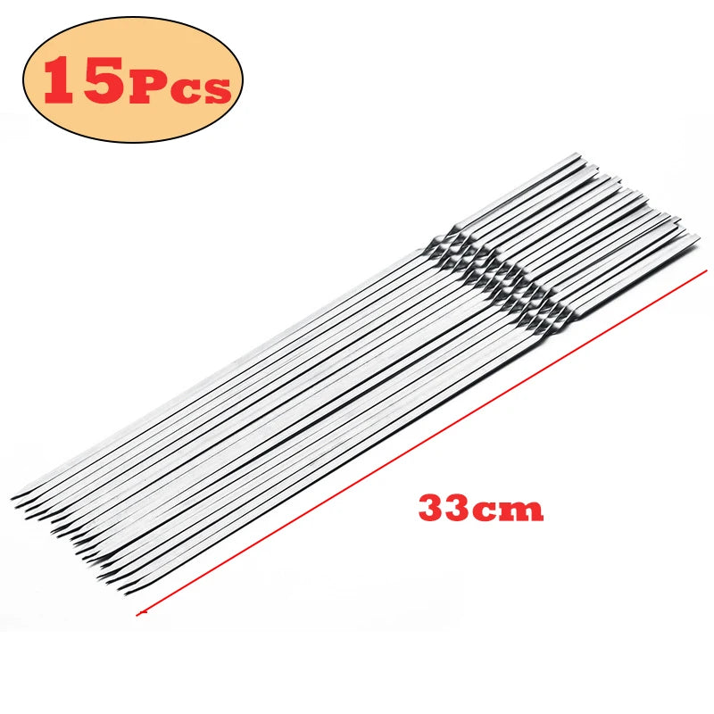 Stainless Steel Barbecue Skewers Set Reusable Kebab Skewers Outdoor Cooking