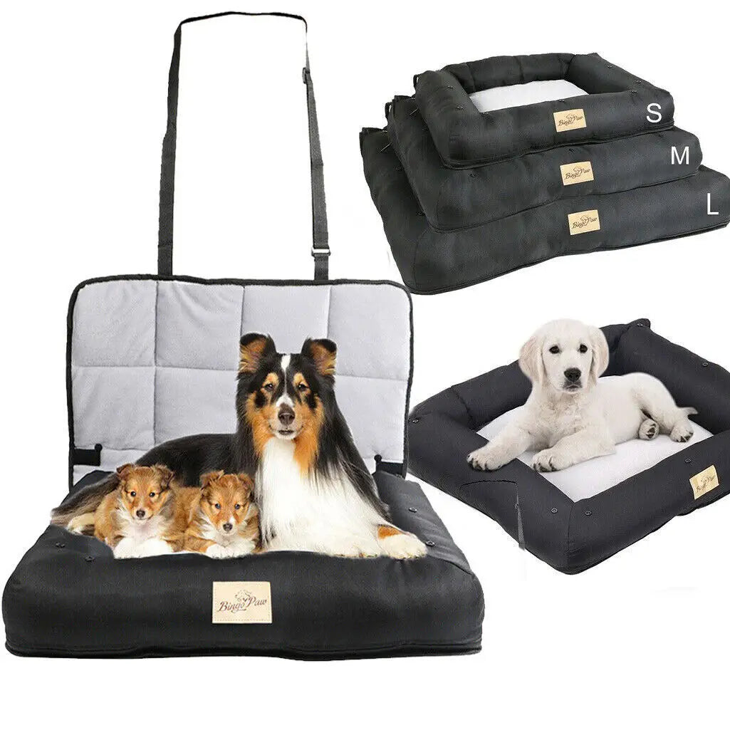 Bingopaw Waterproof Dog Car Seat Bed Removable Pad Safety Belt