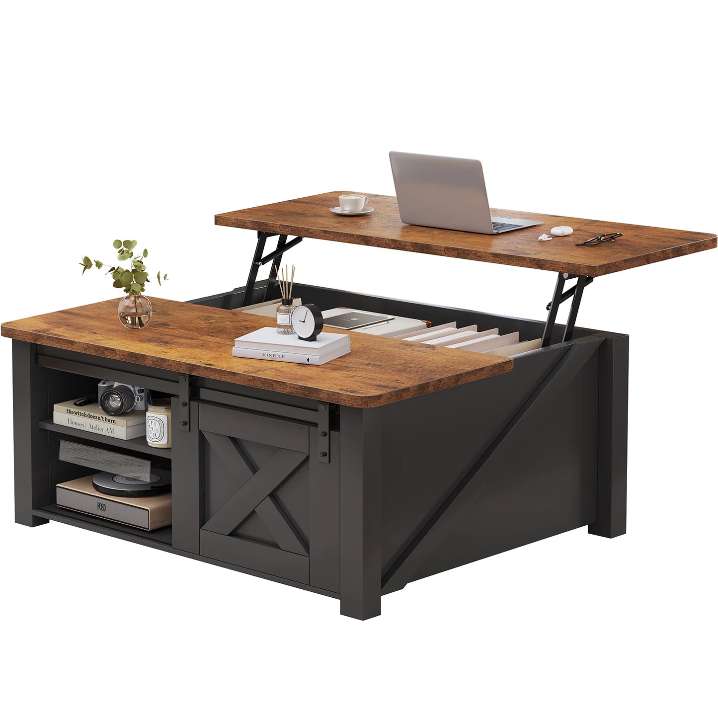 MCQ Lift Top Coffee Table With Adjustable Storage Shelf