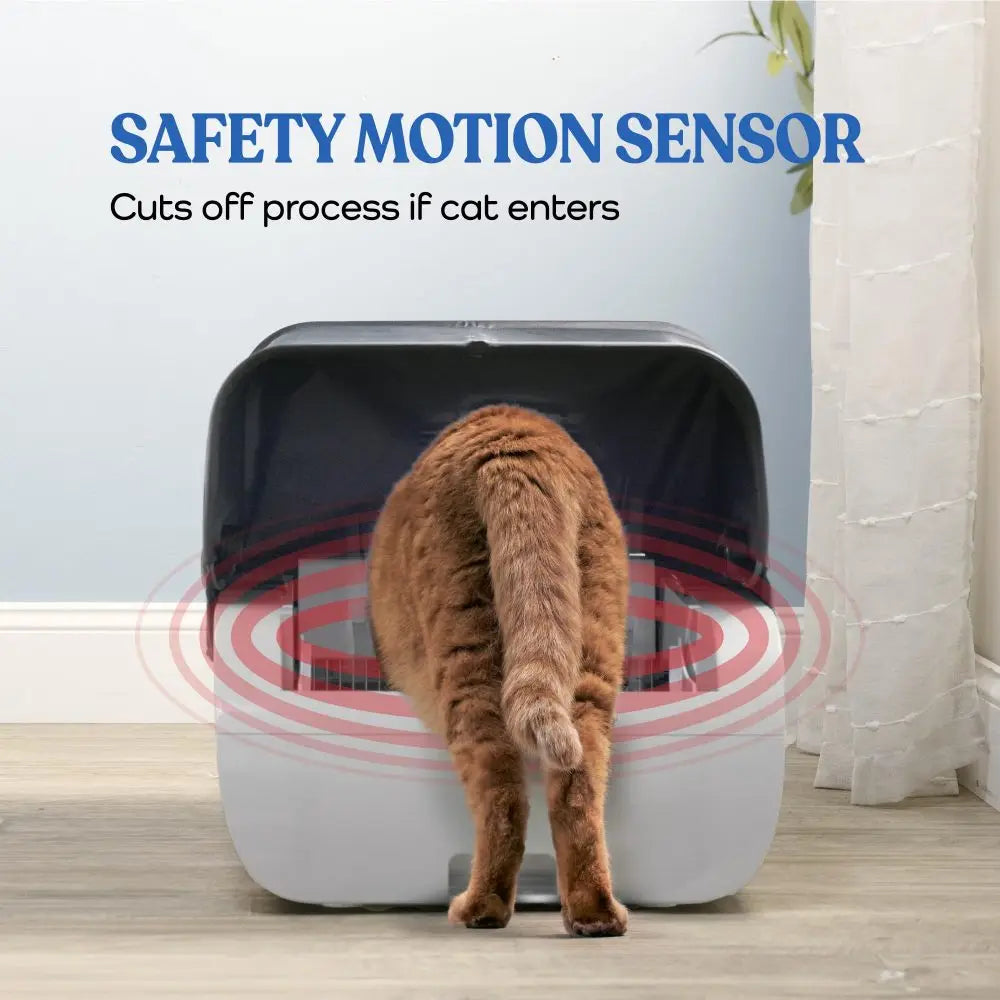 Smart Cat Litter Box with Wide Opening, Cream White ABS Cat Toilet and Indoor Pet Furniture, Modern Cat Litter Container for Home Cat Areas, Wide-Entry Design for Everyday Indoor Cat Litter Setup and Pet Care Spaces, Cream Wh