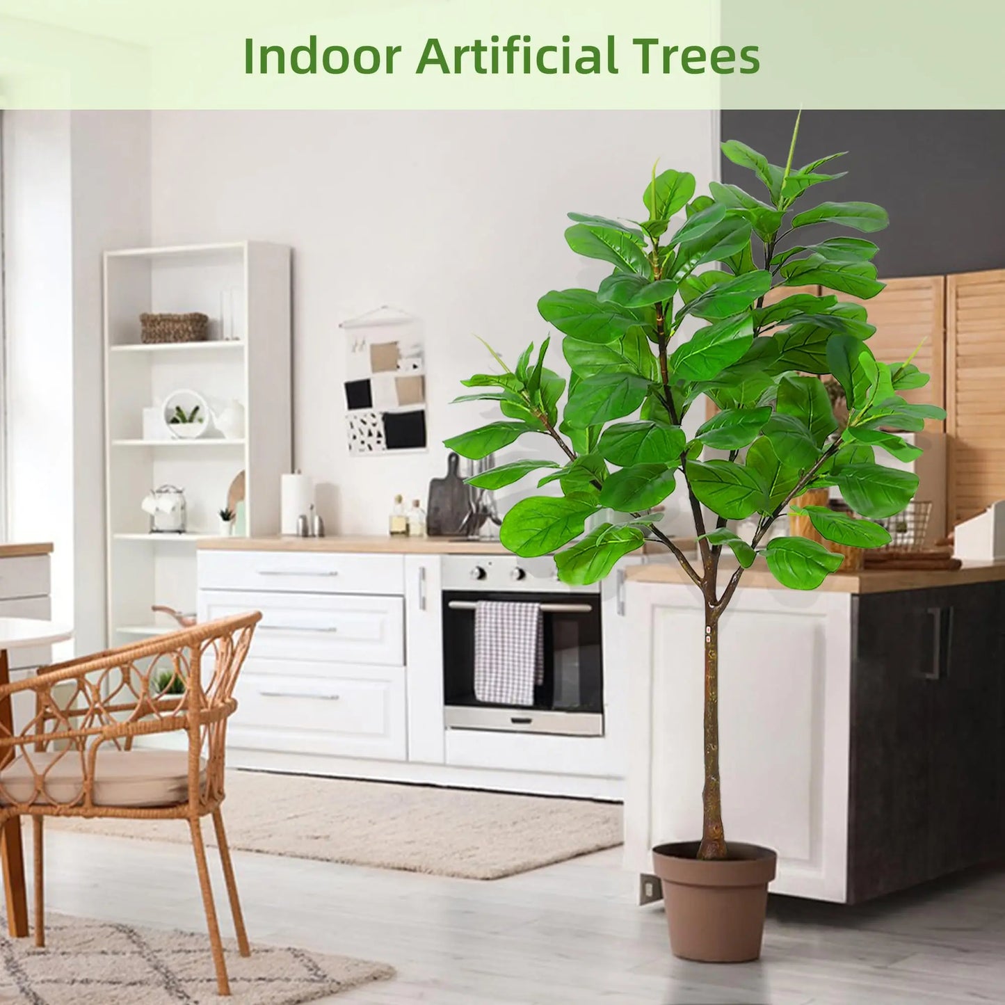 Studyset Fiddle Leaf Fig Artificial Tree 5.8ft Tall 65 Leaves