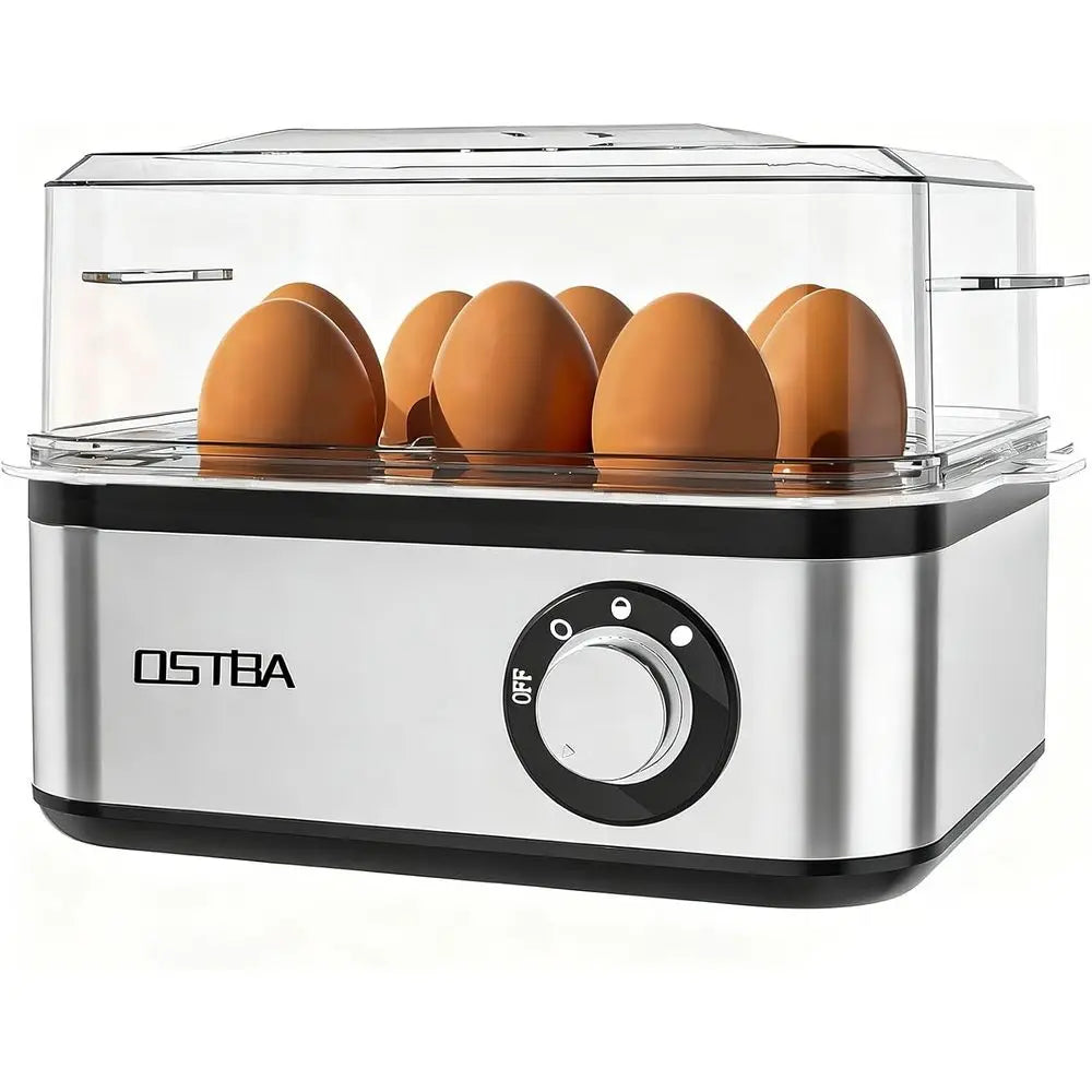 Egg Cooker, 8-Egg Electric Boiler or Hard Boiled Eggs | Omelet Bowl, Auto Shut-O, Sot Medium Hard Eggs, 500W Steam Cooking, Meas