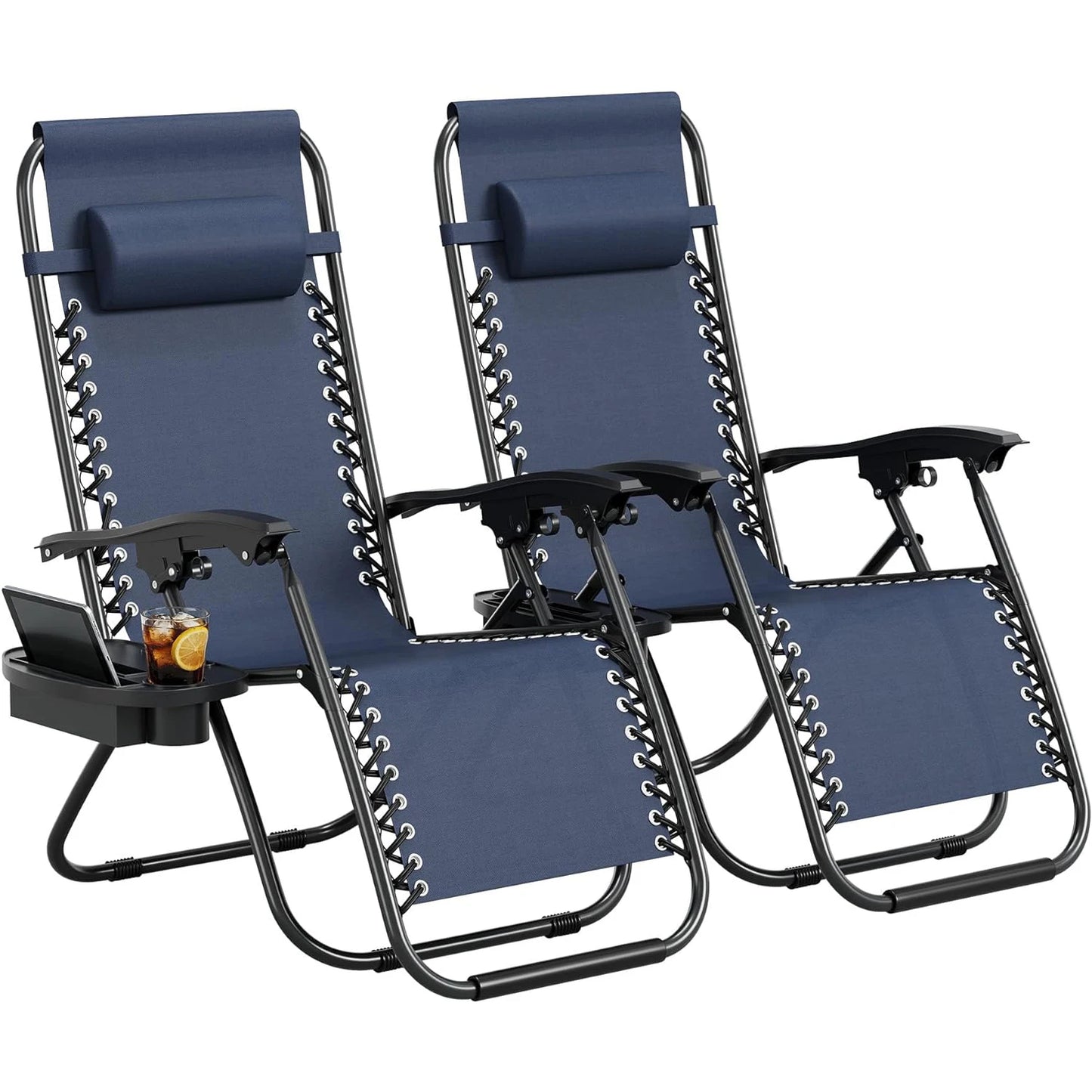 HiMISS 2 Pack Zero Gravity Beach Chairs With Cup Holder Tray